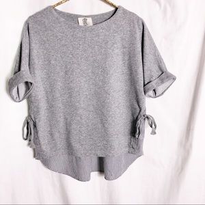Gray and striped hi/low adorable women’s top